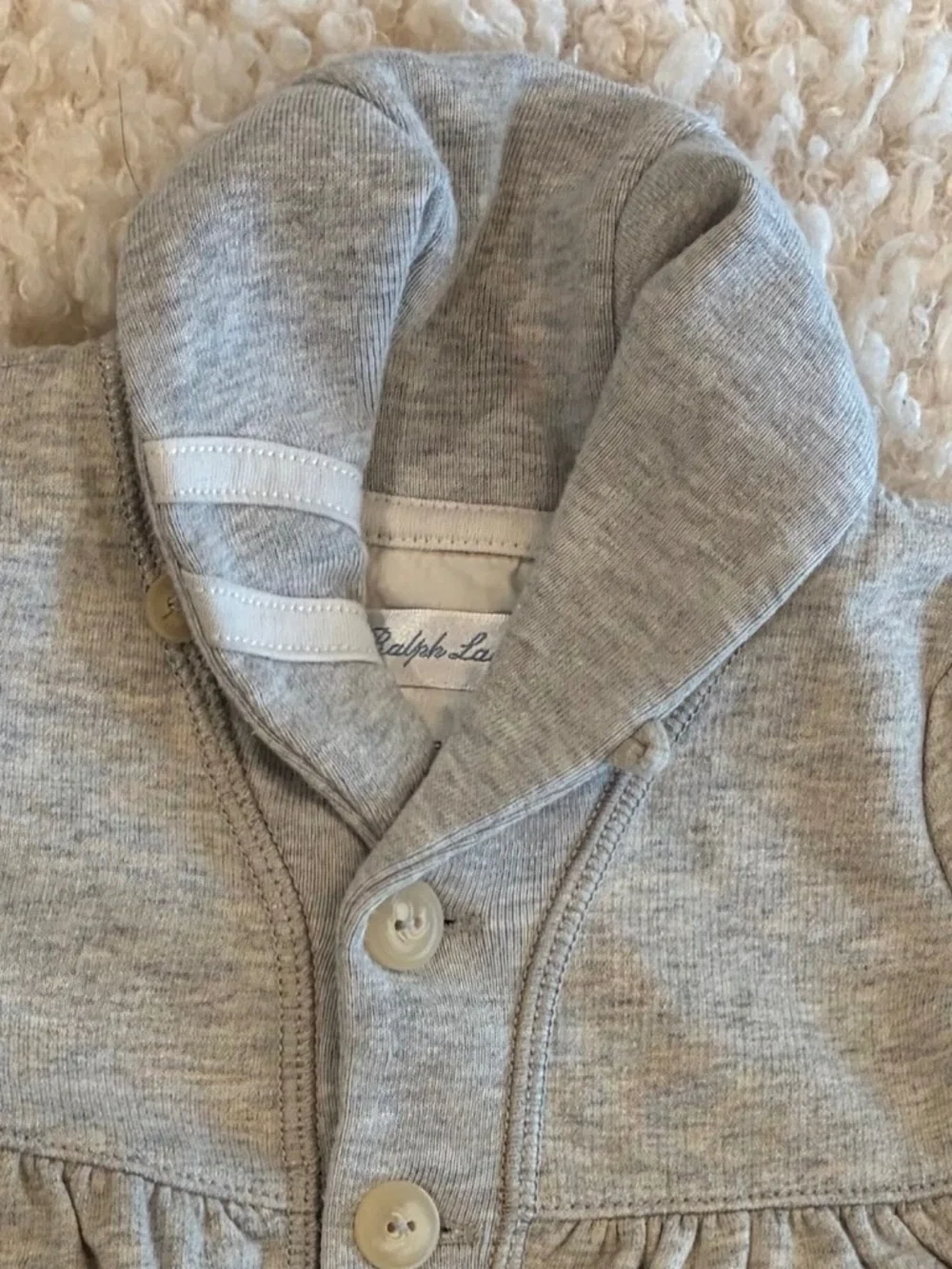 RALPH LAUREN GIRL'S GRAY COLLAR CARDIGAN SWEATER DRESS 3 MONTHS